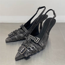 Load image into Gallery viewer, Women's Retro Pointed-Toe Ankle-Strap High Heel Sandals - Punk Style Mid Heel Shoes