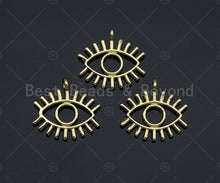 Load image into Gallery viewer, Large Evil Eye With Long Eyelash Pendant/Charm, Lucky eye Pendant, 24K Gold Tone,16x15mm,Sku#L307