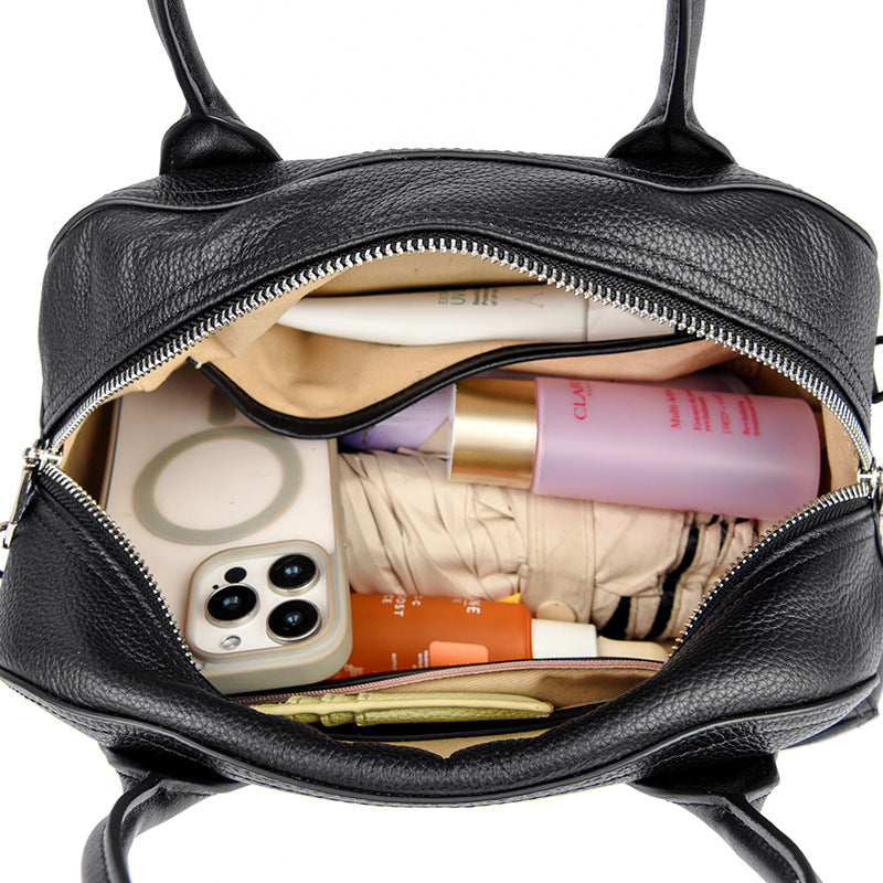 Vintage Genuine Leather Shoulder & Crossbody Bag for Women – Soft Cowhide Everyday Handbag