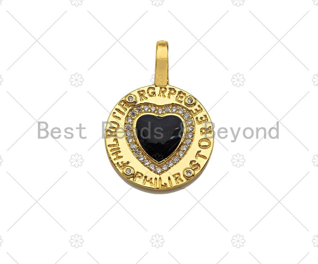 Enamel heart click on charm pendant, enamel heart, Sku#L471
