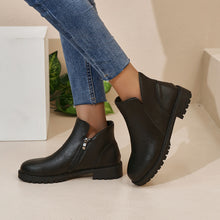 Load image into Gallery viewer, Women's Casual British-Style Low-Cut Ankle Boots – Chunky Heel Side Zipper