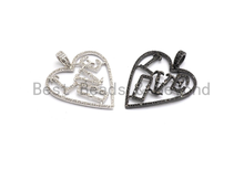Load image into Gallery viewer, Large CZ Micro Pave Heart LOVE Pendant,Cubic Zirconia Pendant/Charm,Pave Findings, Gold/Black/Silver/Rose Gold,34*37mm, sku#F629C