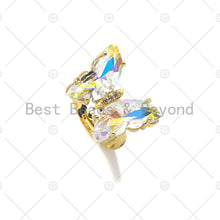 Load image into Gallery viewer, Colorful Glass Butterfly Shape Adjustable Ring, Sku#LD87