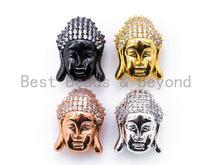 Load image into Gallery viewer, CZ Micro Pave Buddha Head Beads, Cubic Zirconia Pave Charm, Buddha Head Space Beads, 18x14mm, sku#C49