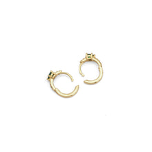 Load image into Gallery viewer, Gold Silver Purple Green CZ Heart Huggie Earrings, Sku#A126