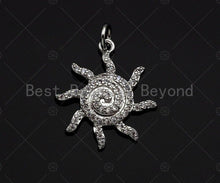 Load image into Gallery viewer, CZ Micro Pave Sunflower Shape Pendant,Cubic Zirconia Swirl Flower Charm, Gold/Silver Tone,19x21mm,sku#L351