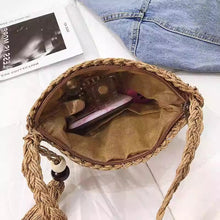 Load image into Gallery viewer, Handwoven Straw Square Shoulder Bag | Compact Woven Crossbody for Women