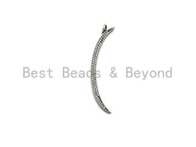 Load image into Gallery viewer, Oxidized Silver CZ Micro Pave Crescent Moon Shaped Pendant/Charm, Antique Silver Thin Moon, Cubic Zirconia Pendant Charm, 3x49mm,sku#X122