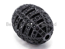Load image into Gallery viewer, CZ Micro Pave Oval Cage Spacer Beads, Green Purple Blue Black Cubic Zirconia Space Beads, Bracelet Spacer Beads,  16x12mm, sku#G55