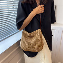 Load image into Gallery viewer, Women's Handwoven Straw Tote Bag | Beach Vacation Handbag | Woven Summer Tote