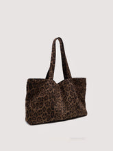 Load image into Gallery viewer, Women's Leopard Print Tote Bag – Suede Velvet Shoulder Handbag for Everyday Use