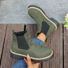Load image into Gallery viewer, Women's Round Toe Square Heel Slip-On Boots | Fall Winter Fabric Boots