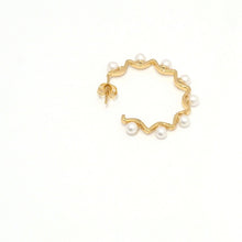 Load image into Gallery viewer, CZ Pearl Hoop Stud Earrings, Sku#LD382