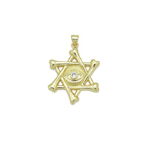 Load image into Gallery viewer, Gold Clear CZ Evil Eye Star Charm Pendant, Sku#LK981