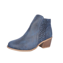 Load image into Gallery viewer, Women's Chunky Heel Pointed Toe Cutout Ankle Boots | British Style Side Zipper Booties | Sarah Express