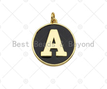 Load image into Gallery viewer, New Trendy Gold Black Enamel Initials Letter Charm/Pendant, Enamel Initial Alphabet Letters, Custom Naming Pendants, 25mm,sku#ML33
