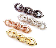 Load image into Gallery viewer, 50x12mm CZ Micro Pave Five Rings Chain Shaped Connector, Cubic Zirconia Oval Link Connector in Gold/Black Finish, sku#G97