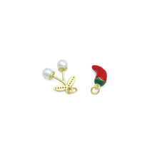 Load image into Gallery viewer, Clear CZ White Pearl Red Chili Charm Pendant,Sku#A495