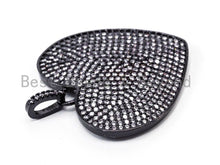 Load image into Gallery viewer, CZ Clear/Black Micro Pave Heart Pendant, Heart Shaped Pave Pendant, Gold/Rose Gold/Silver/Gunmetal plated, 30x36.5mm, Sku#F107