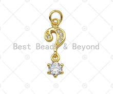 Load image into Gallery viewer, CZ Micro Pave Question Mark Exclamation Mark With Big CZ Pendant, 18K Dainty Gold Charm, Necklace Bracelet Charm Pendant,8x14mm,Sku#LK310
