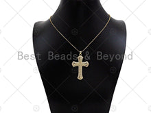 Load image into Gallery viewer, CZ Micro Pave Cross Shape Pendant/Charm,Cubic Zirconia Charm, Cross Necklace Bracelet Charm Pendant,31x48mm, Sku#LD24