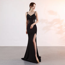 Load image into Gallery viewer, Sling Deep V Plunge Evening Party Dress Long Sexy Slim Fit Slit Nightclub Performance Socialite Evening Dress
