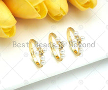 Load image into Gallery viewer, White Pearl Cross Open Ring, Sku#LD82
