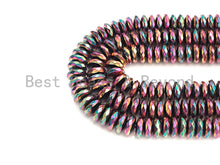 Load image into Gallery viewer, NEW Titanium Red Green Multicolor Hematite, Rondelle Faceted 6mm/8mm/10mm, Natural Hematite beads, 15.5 Full Strand, S127