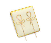 Load image into Gallery viewer, Gold CZ Bowknot Long Dangle Stud Earrings, Sku#ZX108/lx375
