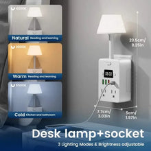 Load image into Gallery viewer, 11-in-1 Multifunctional Power Strip with Desk Lamp, Clock, USB Ports &amp; Surge Protection