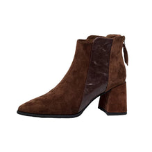 Load image into Gallery viewer, Women's Minimalist British-Style Short Ankle Boots with Back Zipper | Suede Leather