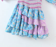 Load image into Gallery viewer, Early Spring Women Clothing Square Collar Ruffled Design Printed Dress for Women Smocked Patchwork Macthing