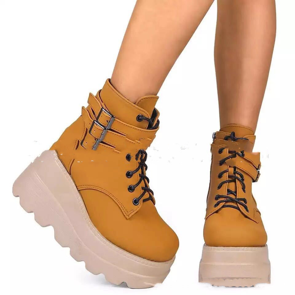 Women's Platform Boots | Genuine Leather Lace-Up Zipper Mid-Calf Winter Boots