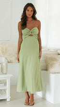 Load image into Gallery viewer, Women Clothing Solid Color Tube Top Back Smocking Tight Waist Maxi Dress
