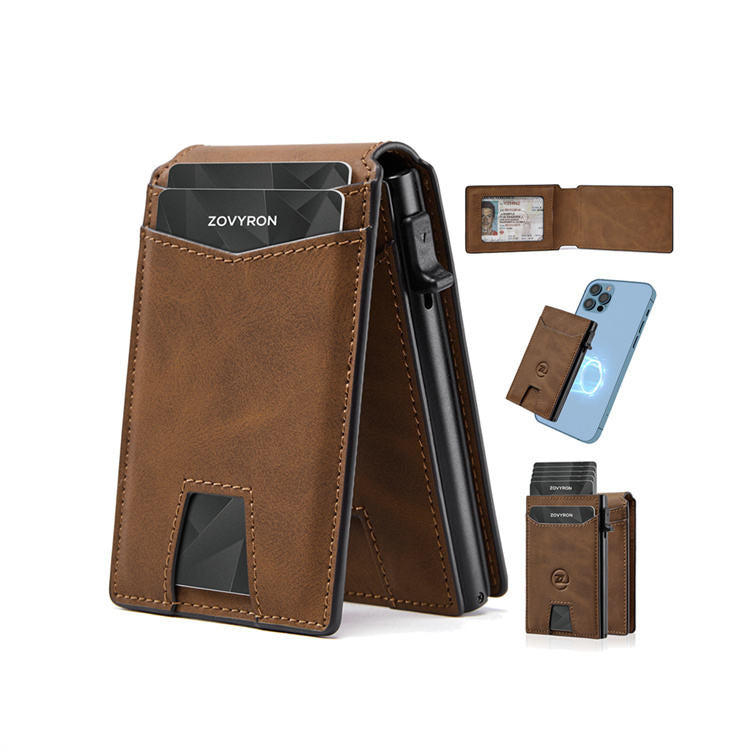Premium Detachable Card Holder Wallet - Compact Vegan Leather Bifold with RFID Protection for Men & Women