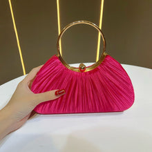 Load image into Gallery viewer, Elegant Satin Pleated Evening Clutch Bag - Cheongsam Style Formal Handbag with Hasp Lock