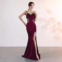 Load image into Gallery viewer, Sling Deep V Plunge Evening Party Dress Long Sexy Slim Fit Slit Nightclub Performance Socialite Evening Dress