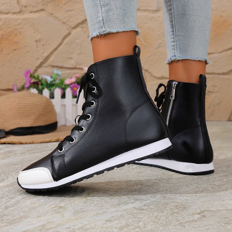 Women's Side-Zip Flat Ankle Boots - Casual Round Toe Winter Boots
