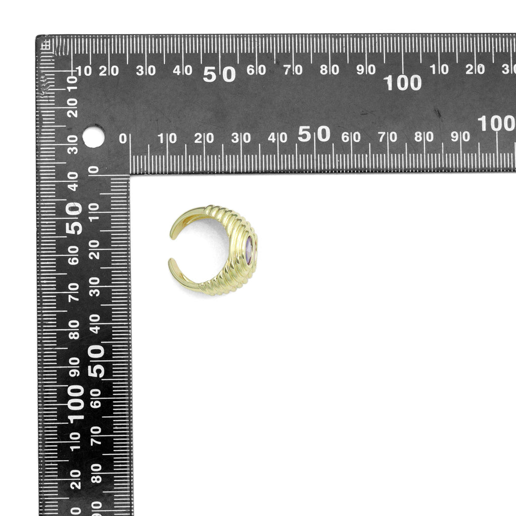Double Line Two color Oval Stone Statement Adjustable Ring, Sku#A493