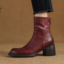Load image into Gallery viewer, Women's Retro Pointed-Toe Ankle Boots | Chunky Heel Back Zipper Sheepskin