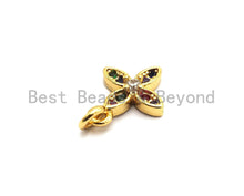 Load image into Gallery viewer, CZ Colorful Micro Pave Gold Flower Charm/Pendant, Flower Shaped Pave Pendant, Gold plated, 10x12mm, Sku#F732