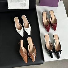 Load image into Gallery viewer, Women's Low-Heel Bow Slippers - Elegant Square Toe Roman Style Shoes