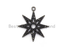 Load image into Gallery viewer, Black CZ Pave On Black Micro Pave Star Pendant/Charm,Cubic Zirconia Paved Charm, Necklace Bracelet Charm Pendant,19x21mm,1pc, sku#B99
