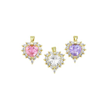 Load image into Gallery viewer, Pink Purple Clear CZ Heart Pendant, Sku#LK929