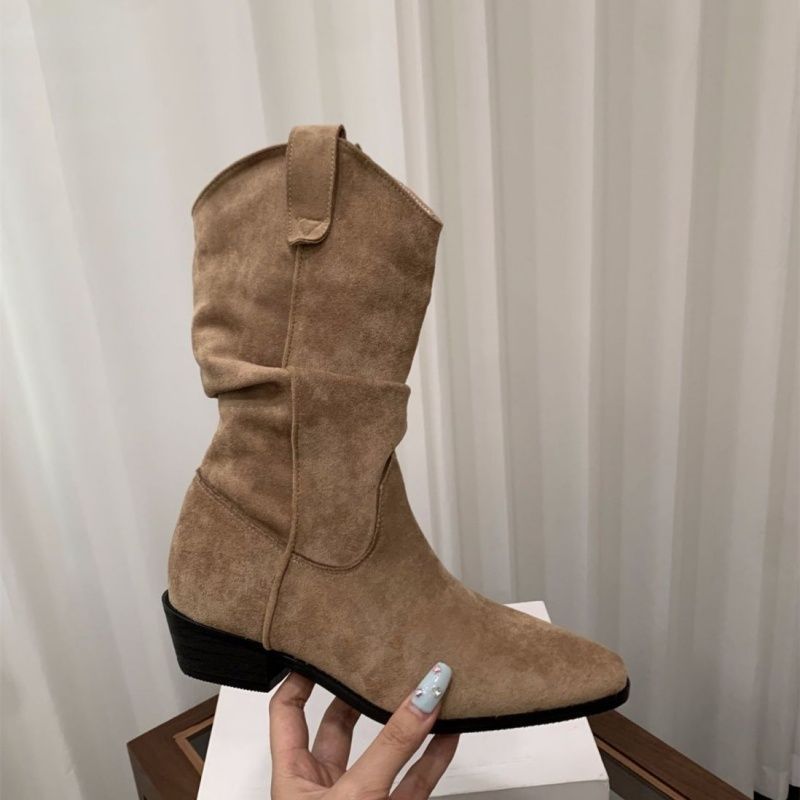 Women's British-Style Chunky-Heel Ankle Boots - Waterproof Casual Flat Boots