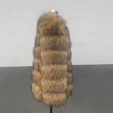 Load image into Gallery viewer, Coat Womens Faux Raccoon Patchwork Synthetic Fur Overcoat