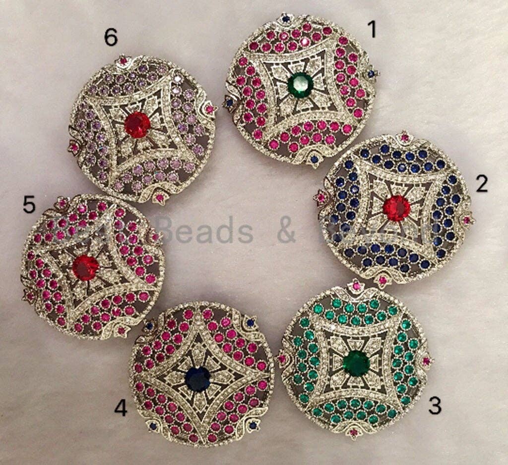 CZ Micro Pave 34mm Large Flower Disc, SKU#L199