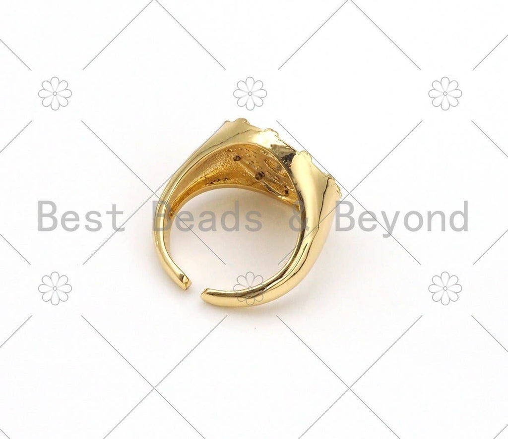 CZ Evil Eye On Oval Shape Adjustable Ring, Sku#X212