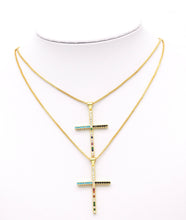Load image into Gallery viewer, Colorful CZ Cross Pendant, Sku#LK598