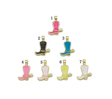 Load image into Gallery viewer, CZ Enamel Cowboy Boots Charm, Boots charm, Sku#FH209